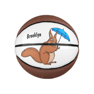 Niedliches Rotes Eichhörnchen mit Cartoon Mini Basketball
