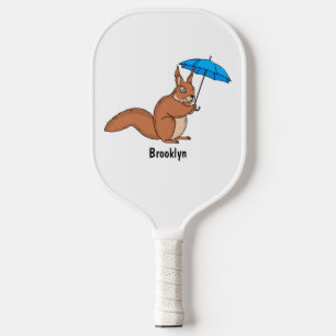 Niedliches Rotes Eichhörnchen mit Cartoon Pickleball Schläger