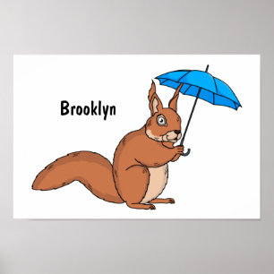 Niedliches Rotes Eichhörnchen mit Cartoon Poster