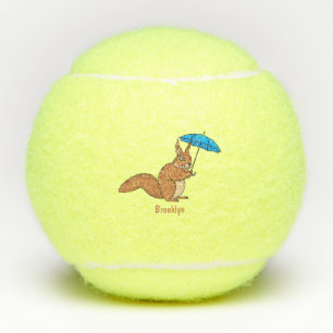 Niedliches Rotes Eichhörnchen mit Cartoon Tennisbälle