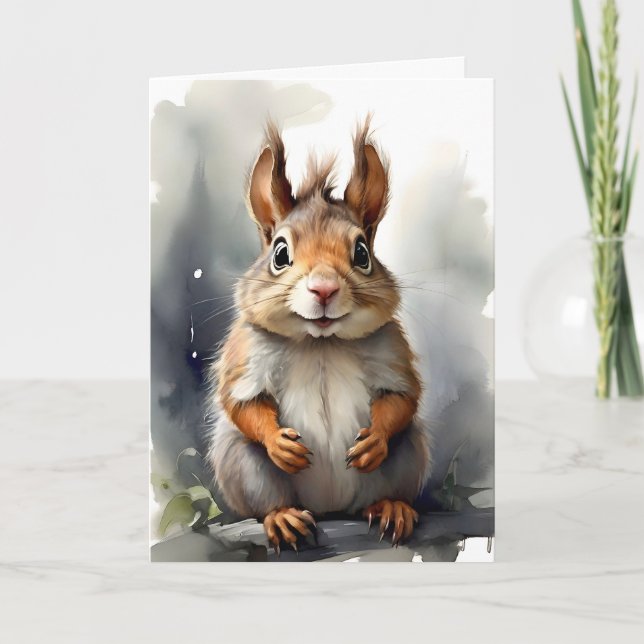Niedliches Rotes Eichhörnchen Portrait Blank Gruß Karte (Vorderseite)