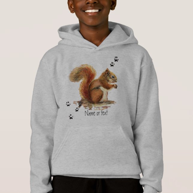 Niedliches Rotes Eichhörnchen und Tracks Tier Hoodie (Vorderseite)