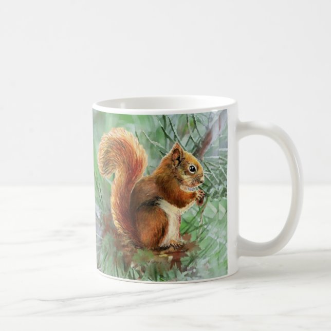 Niedliches Rotes Eichhörnchen Wasserfarbe Art Kaffeetasse (Rechts)