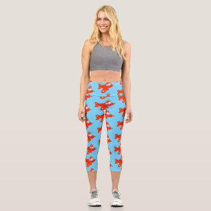 Niedliches rotes Flugzeug mit Cartoon Capri Leggings