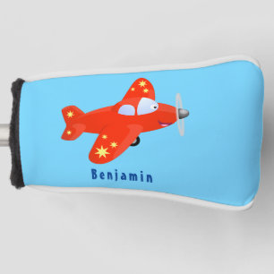 Niedliches rotes Flugzeug mit Cartoon Golf Headcover