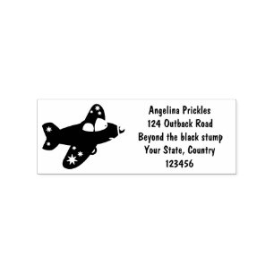 Niedliches rotes Flugzeug mit Cartoon Gummistempel