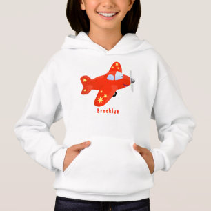 Niedliches rotes Flugzeug mit Cartoon Hoodie