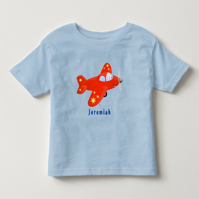 Niedliches rotes Flugzeug mit Cartoon Kleinkind T-shirt (Vorderseite)