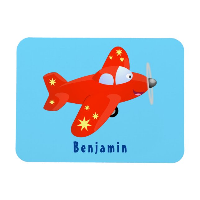 Niedliches rotes Flugzeug mit Cartoon Magnet (Horizontal)