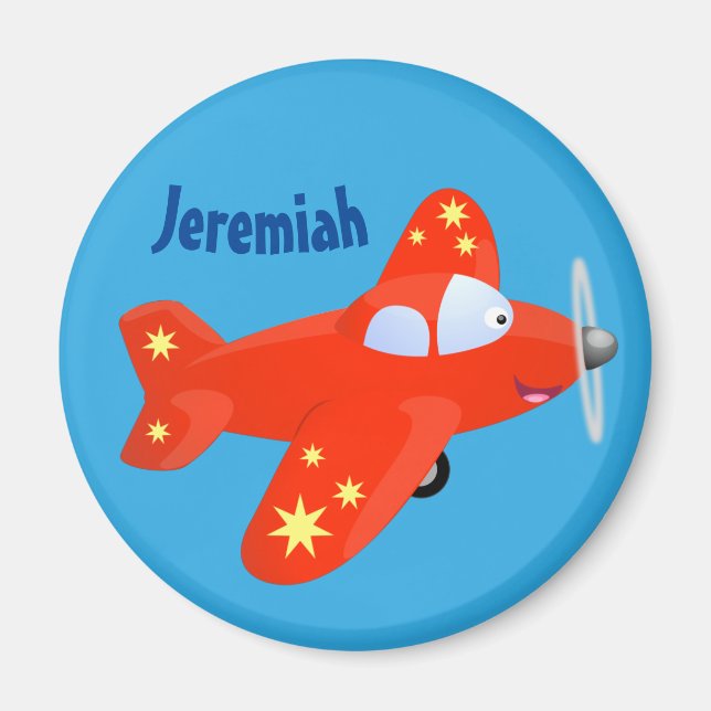 niedliches rotes Flugzeug mit Cartoon Magnet (Vorne)