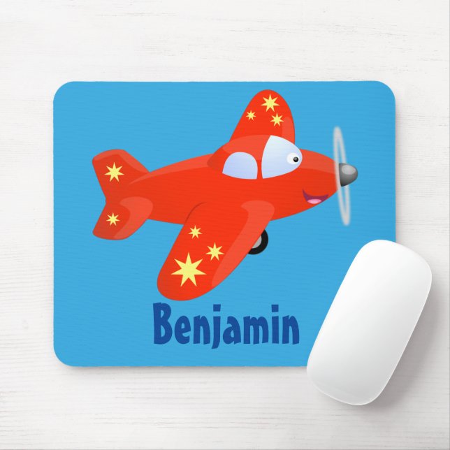 Niedliches rotes Flugzeug mit Cartoon Mousepad (Mit Mouse)