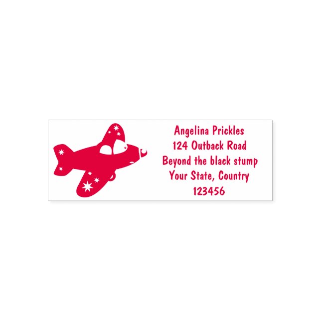Niedliches rotes Flugzeug mit Cartoon Permastempel (Design)