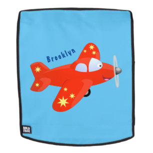 Niedliches rotes Flugzeug mit Cartoon Rucksack
