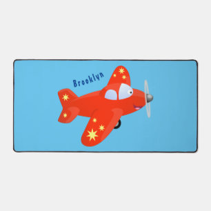 Niedliches rotes Flugzeug mit Cartoon Schreibtischunterlage