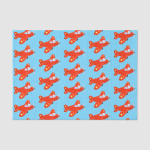 Niedliches rotes Flugzeug mit Cartoon Seidenpapier