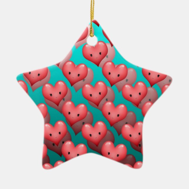Niedliches Rotes Herz Keramik Ornament (Vorne)