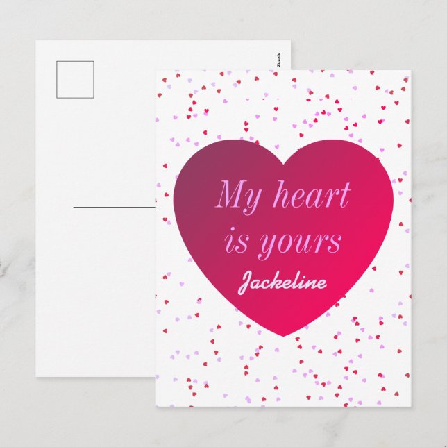 Niedliches Rotes Herz Moderner Valentinstag Feiertagspostkarte (Vorne/Hinten)
