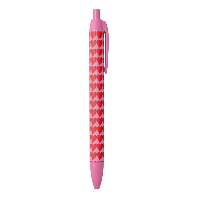 Niedliches Rotes Herz-Rosa-Muster Kugelschreiber (Unterseite (Vertikal))