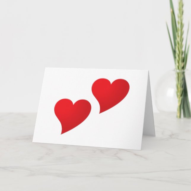Niedliches rotes Herzchen Liebe Paar minimalistisc Karte (Vorderseite)