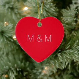 Niedliches rotes Herzpaar Monogramm Initialtypogra Keramik Ornament