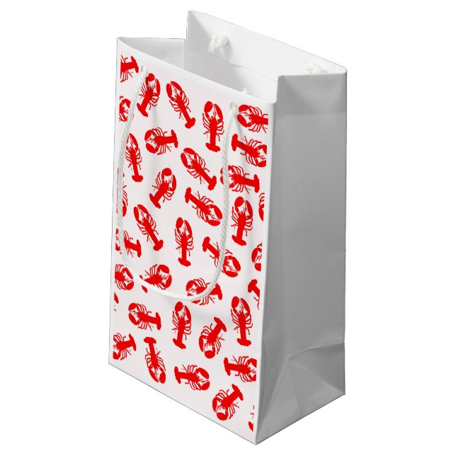 Niedliches rotes Hummer-Tier-Muster Kleine Geschenktüte (Rückseite Schrägansicht)