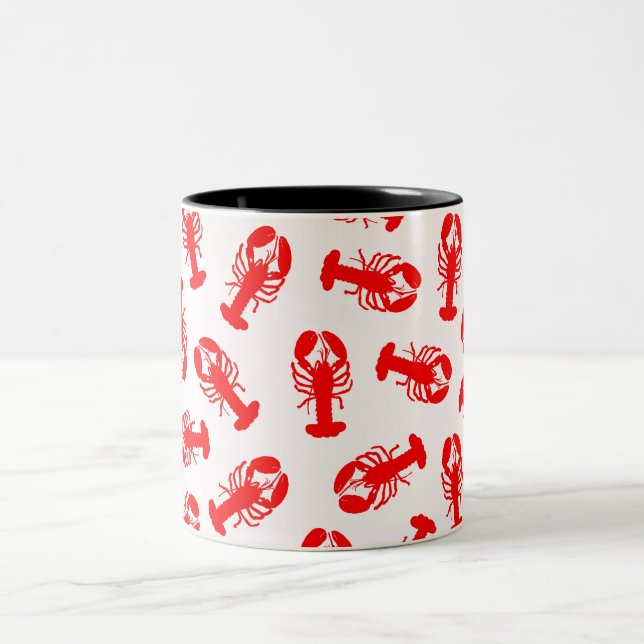 Niedliches rotes Hummer-Tier-Muster Zweifarbige Tasse (Mittel)
