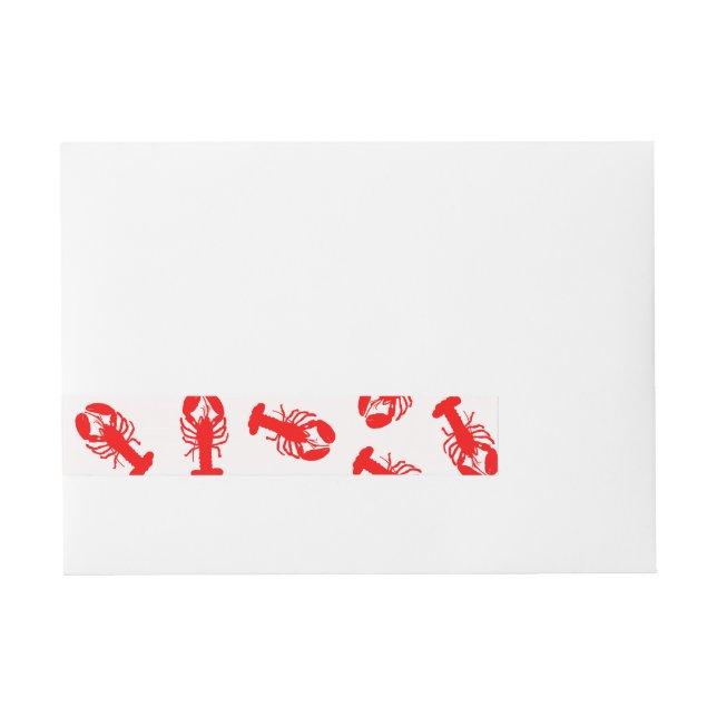 Niedliches rotes Hummermuster Rundum-Adressaufkleber (Vorderseite)