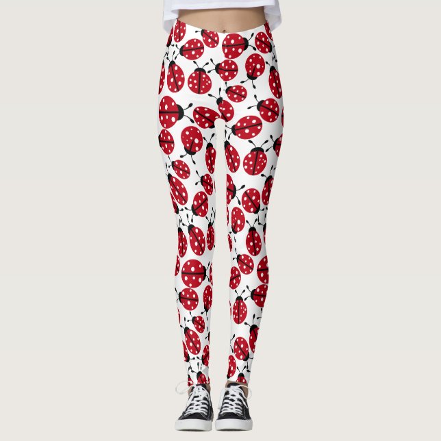 Niedliches rotes Marienkäfer-Muster Leggings (Vorderseite)