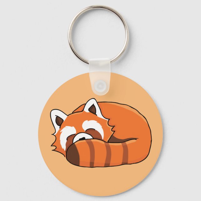 Niedliches Rotes Panda Schlafen Schlüsselanhänger (Vorderseite)