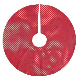 Niedliches rotes Polka Dot-Muster elegant Polyester Weihnachtsbaumdecke