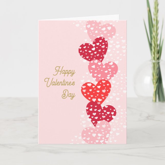 Niedliches Rotes Rosa Herzchen Herzlichen Glückwun Karte (Vorderseite)