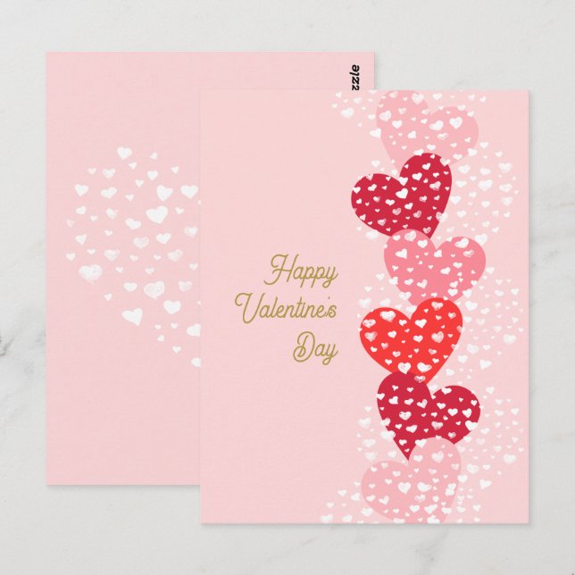 Niedliches Rotes Rosa Herzchen Herzlichen Glückwun Postkarte (Vorne/Hinten)