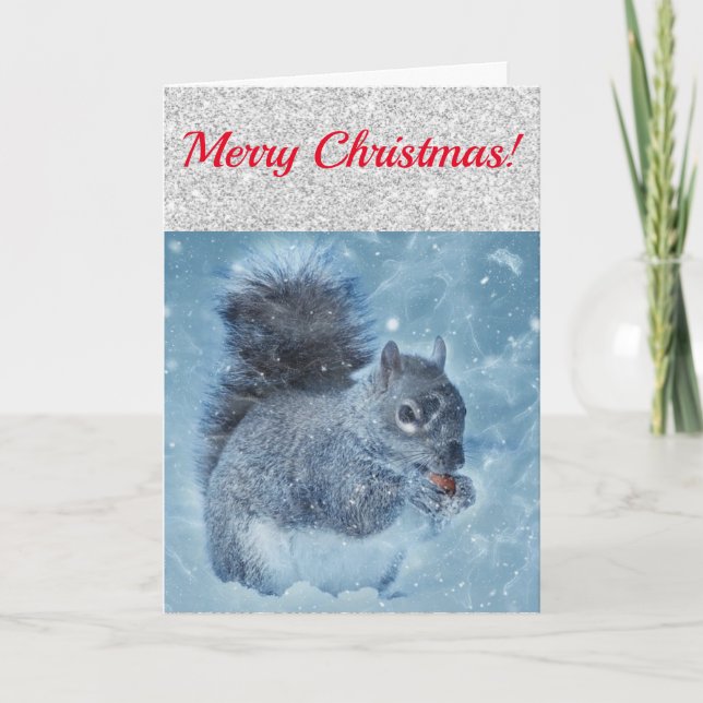 Niedliches Rotes Silber und Blaues Eichhörnchen Karte (Vorderseite)