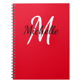 Niedliches rotes und weißes Monogramm-Notebook Notizblock