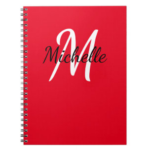 Niedliches rotes und weißes Monogramm-Notebook Notizblock