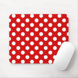 Niedliches rotes und weißes Polka-Punktmuster Mousepad
