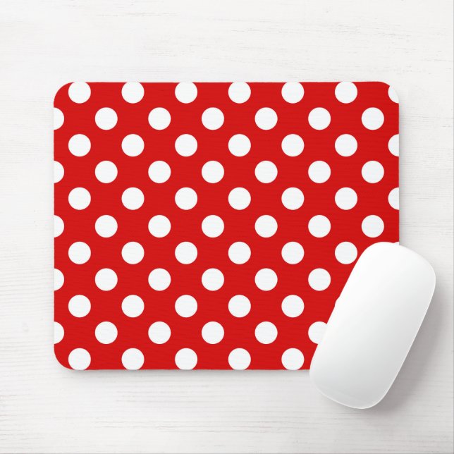 Niedliches rotes und weißes Polka-Punktmuster Mousepad (Mit Mouse)