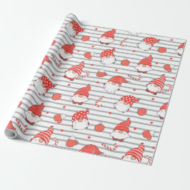 Niedliches Rotes und Weißes Weihnachtself Geschenkpapier
