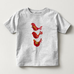 Niedliches rotes Volkstrio der Vögel Kleinkind T-shirt