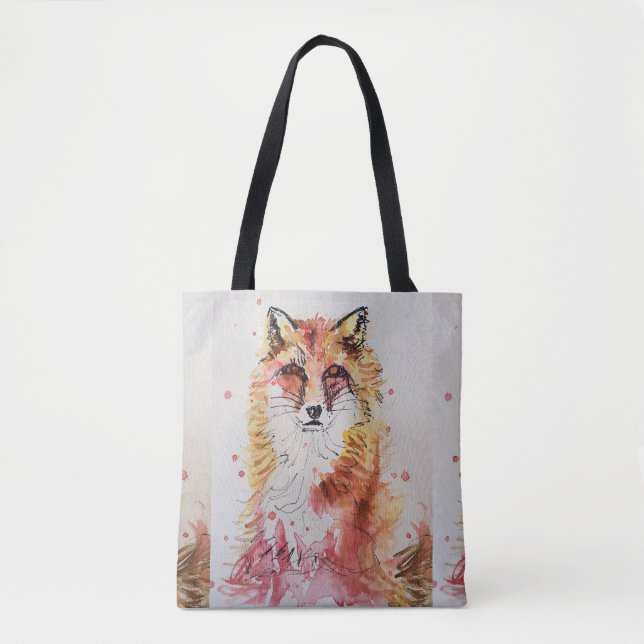 Niedliches Rotfuchs Wasserfarbe Tierliebhaber Tote Tasche (Vorderseite)