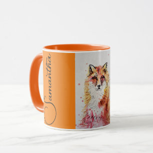 Niedliches Rotfuchs-Wasserfarben-Malerei-Tasse Ora Tasse