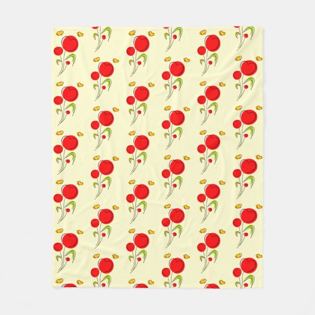 Niedliches Rotherz-Blume - Illustrationsmuster Fleecedecke (Vorderseite)