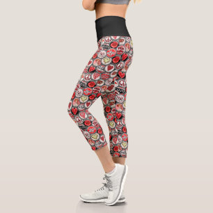 Niedliches Rotherz-Liebe Friedliche Flaschenkappen Capri Leggings