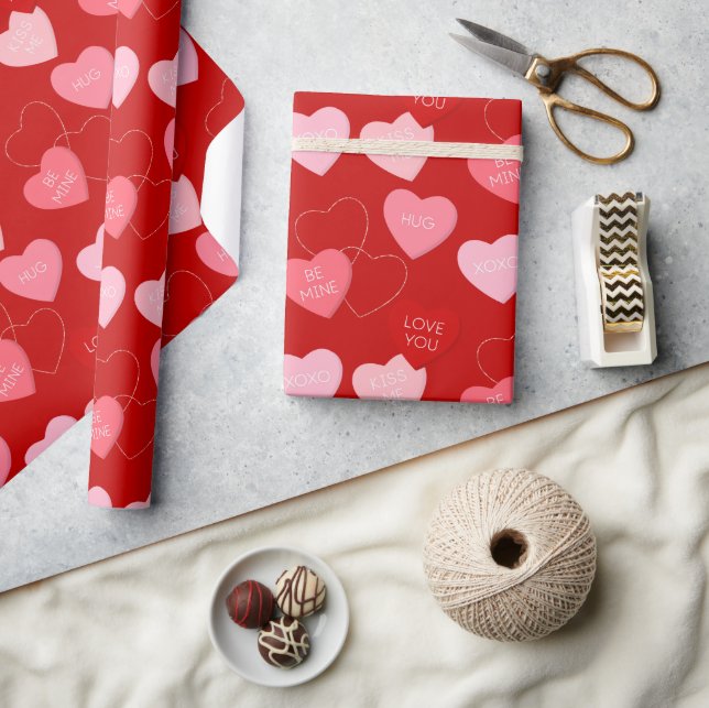 Niedliches Rotherz Muster XOXO Valentinstag Geschenkpapier (Kunsthandwerk)
