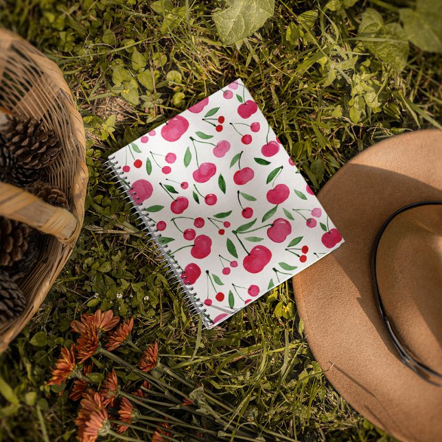 Niedliches Rotkirschmuster Notizbuch (Von Creator hochgeladen)