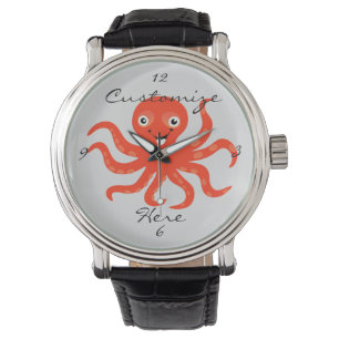 Niedliches Rotlächeln Octopus Thunder_Cove Armbanduhr