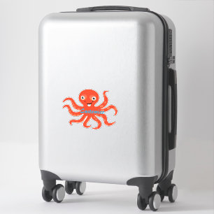 Niedliches Rotlächeln Octopus Thunder_Cove Aufkleber