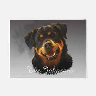 Niedliches Rottweiler Dog Water Color Portrait Fußmatte