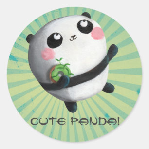 Niedliches Round Panda Runder Aufkleber
