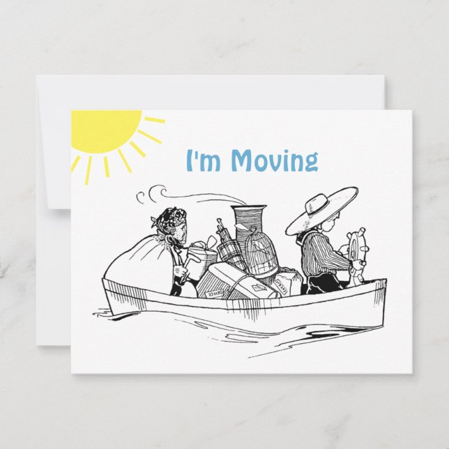 Niedliches Ruderboot Flat I m Moving Announcement  Ankündigung (Vorderseite)